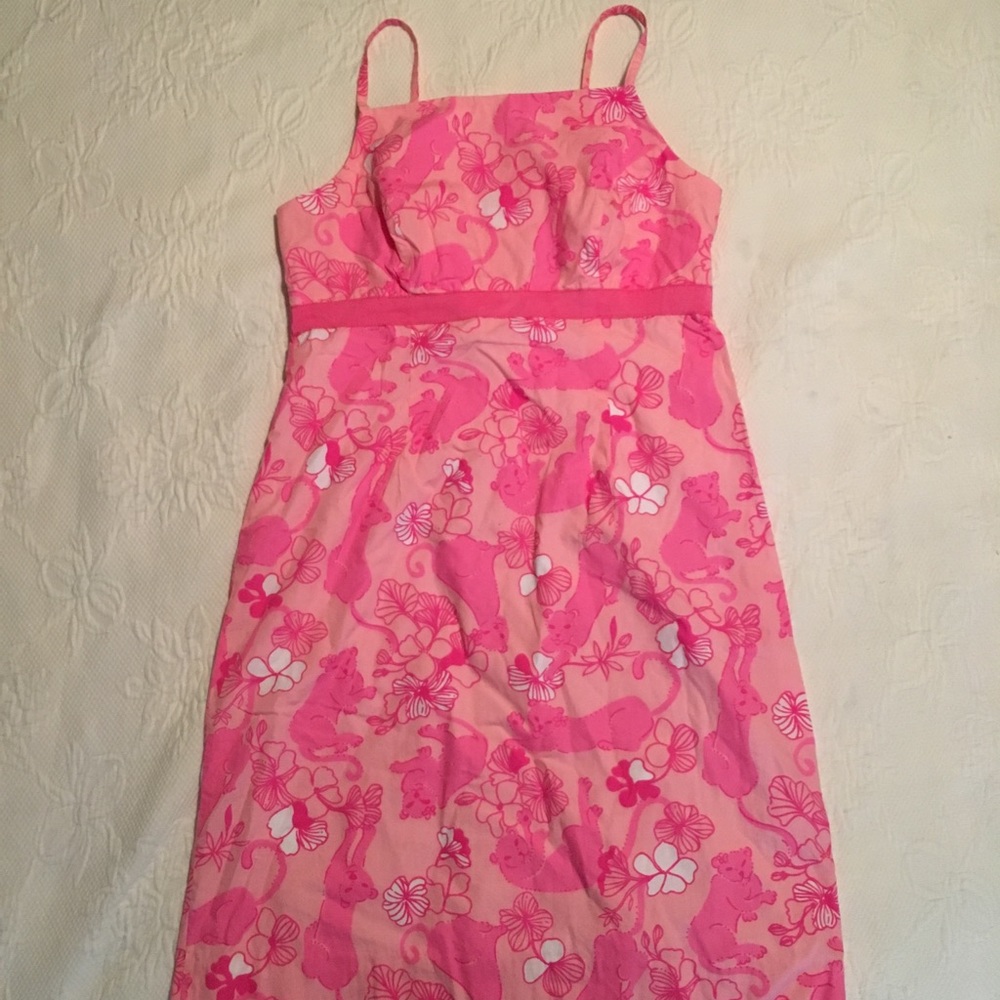 VTG Lilly Pulitzer Pink Lioness Shift Dress Size 4